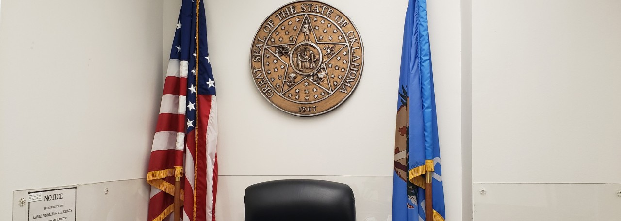 Courtroom D in the Jim Thorpe Building in Oklahoma City
