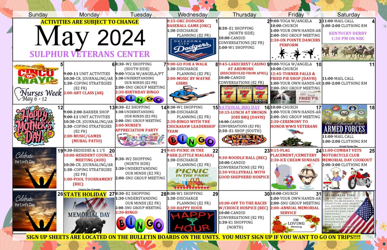 Sulphur May 2024 Calendar