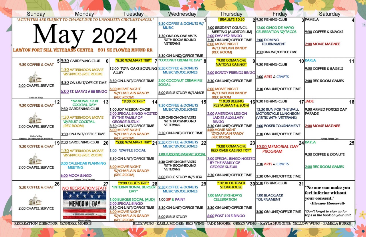 Lawton/Ft Sill - May 2024 Calendar