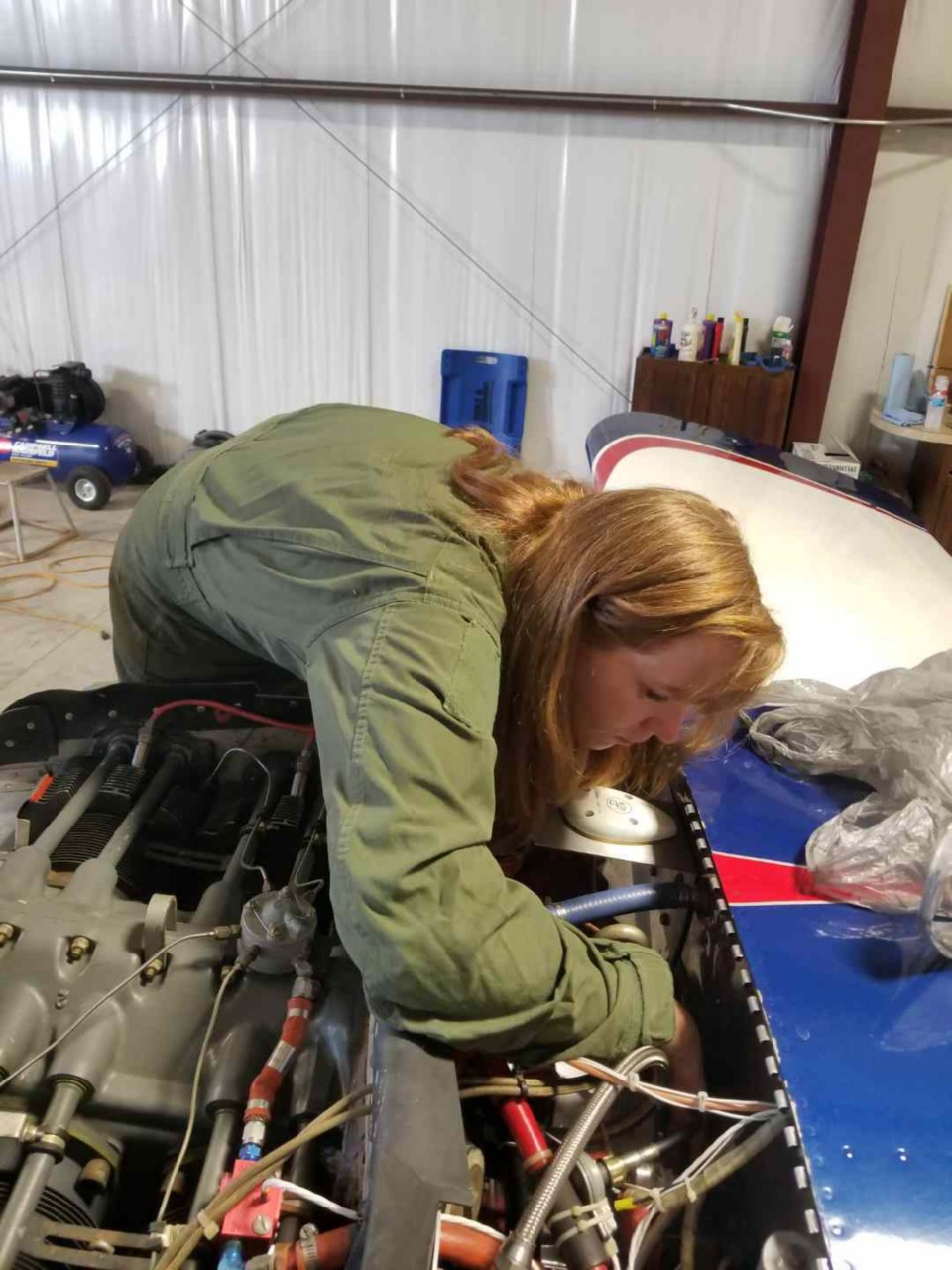 Deirdre-Gurry-Working-on-RV6 , Pilot Flies to All 108 Airports in Oklahoma’s System