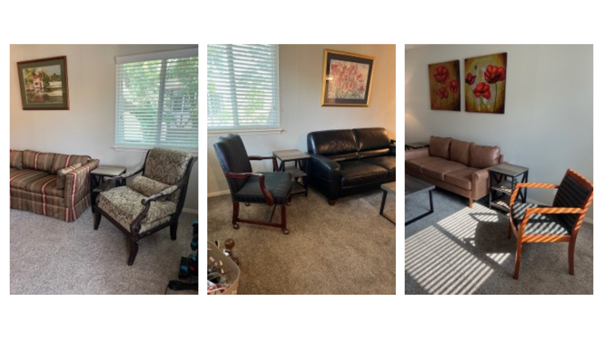 Refurbished housing unit living rooms.