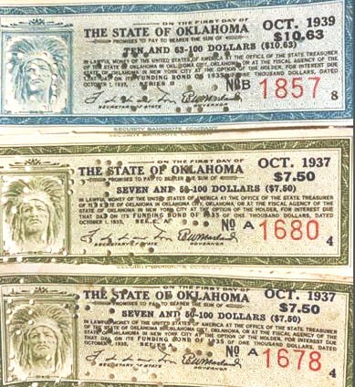 Vintage Oklahoma State Bonds