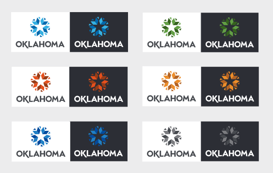 Oklahoma state star monochrome-color logos using the state color scheme