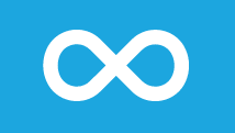 white infinity symbol on blue background