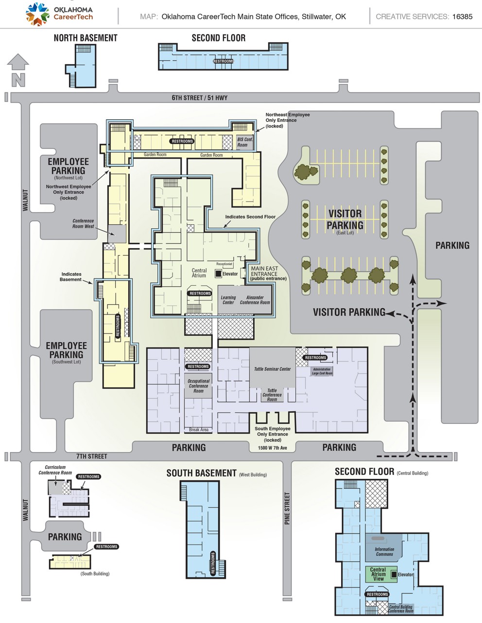 Map of the CareerTech agency with only the public areas and parking defined.