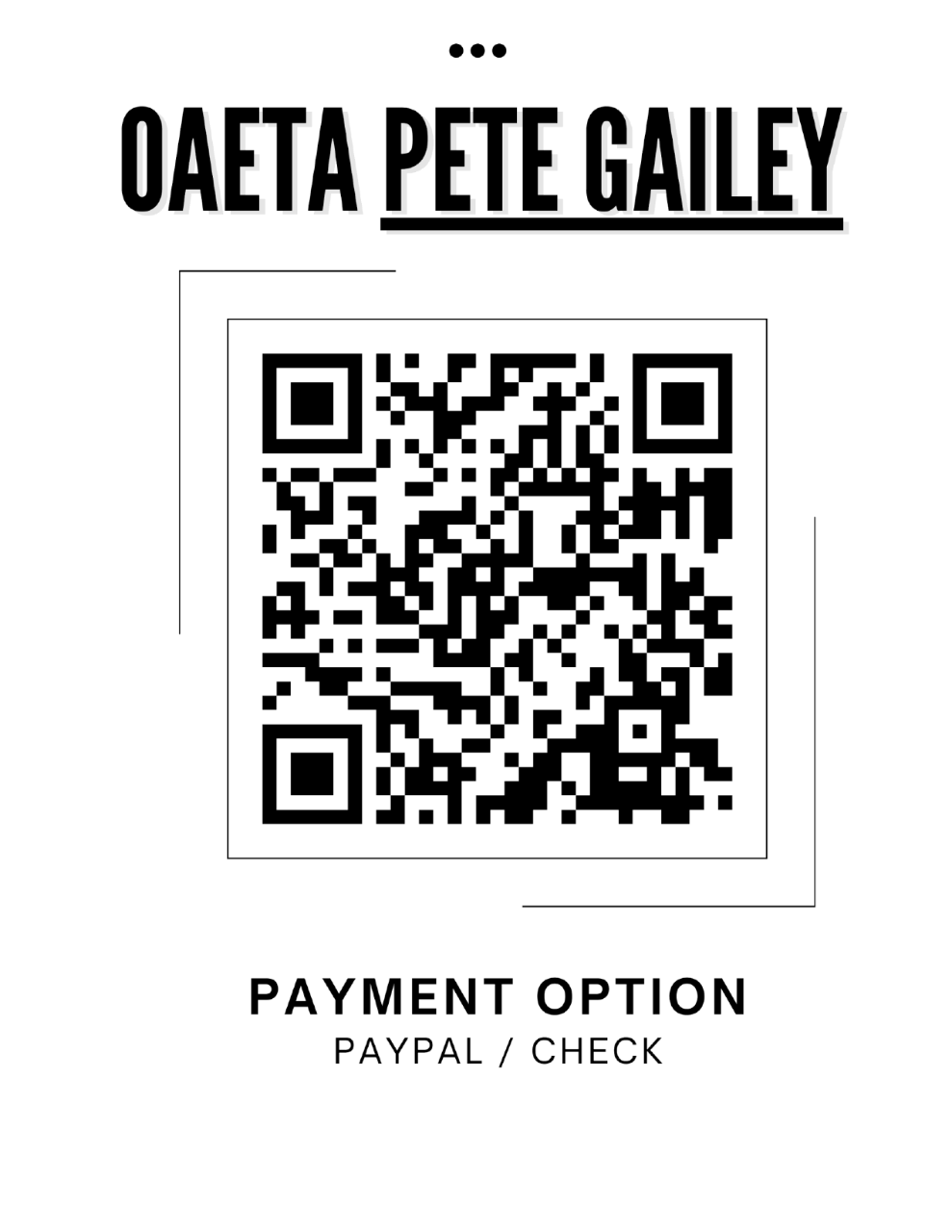 PayPal QR Code for OAETA Pete Gailey enrollment