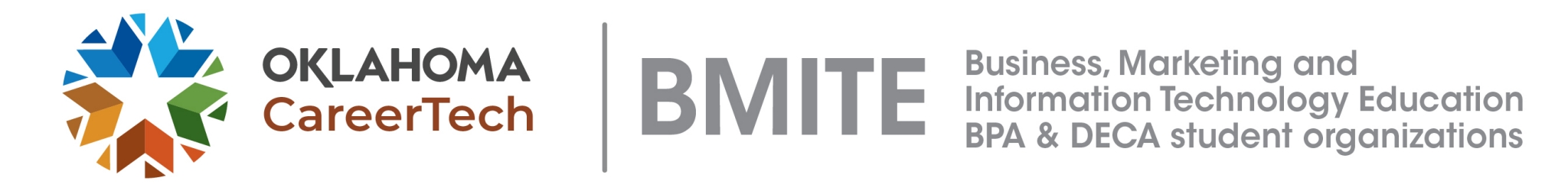 bmite-bpa-deca-sxs-rgb Business, Marketing and Information Technology Website logo paired with the Oklahoma CareerTech logo