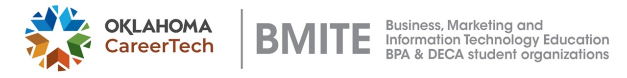 Business, Marketing and Information Technology Website logo paired with the Oklahoma CareerTech logo