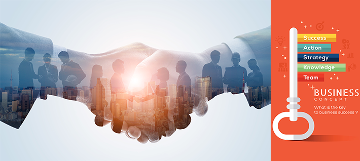 Education Partnerships and Customized Services web page banner: photo of staff and a "key to success" image