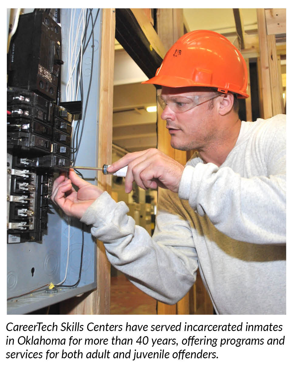 An inmate at one of CareerTech's Skills Center sites is shown during an electrical trade class offered to adult offenders