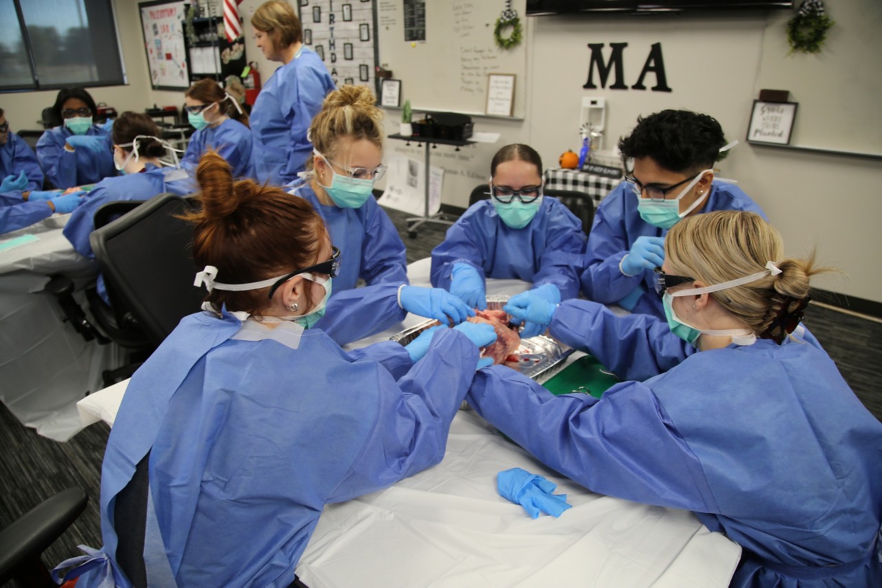 2025 - students in classroom dissecting meat