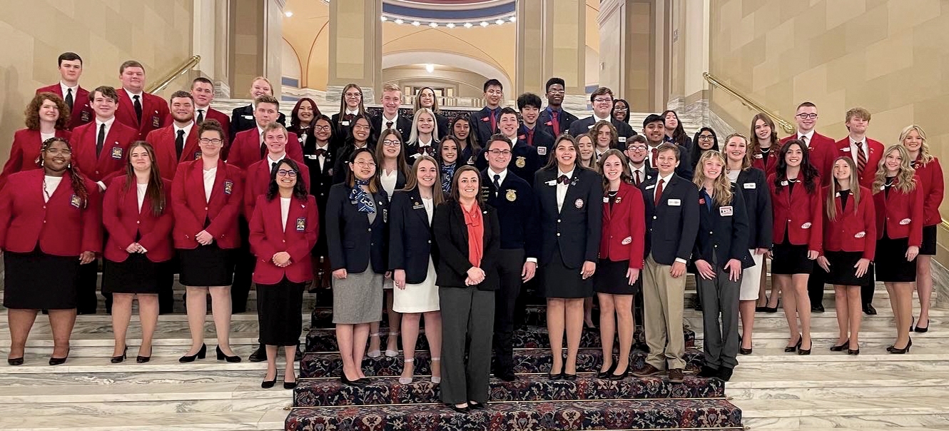 CTSO Day at the Capitol Oklahoma CareerTech student organization state officers visited the state Capitol Monday to talk to legislators about the importance of career and technology education. With them is Sen. Jessica Garvin, R-Duncan, center front.
