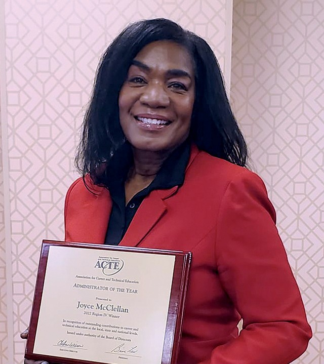 Joyce McClellan, chief development and diversity officer at Tulsa Technology Center, was named ACTE Region IV Administrator of the Year.