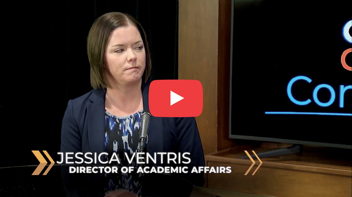 Video still from CareerTech Conversations video shows Jessica Ventris, director of academic affairs