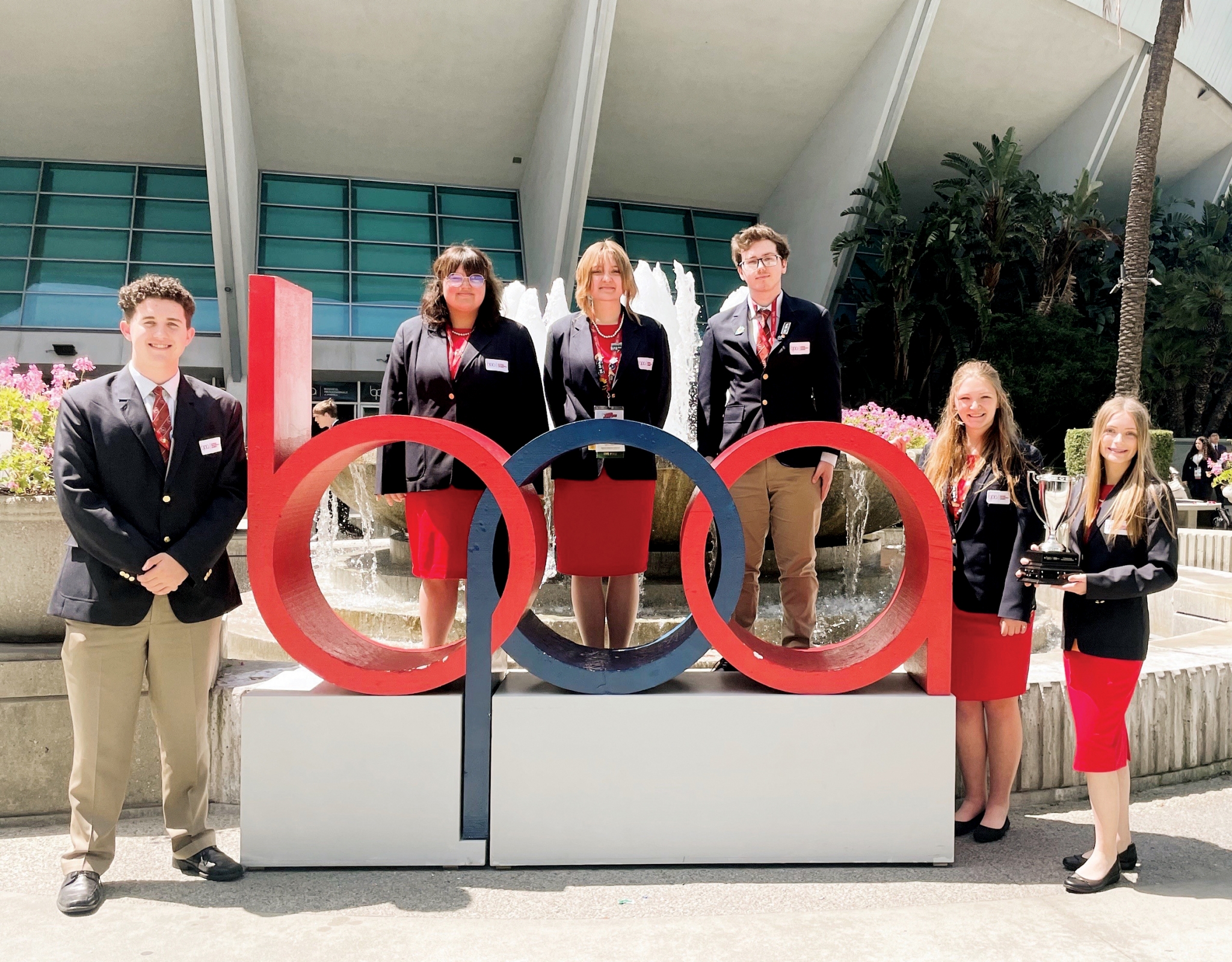 The Oklahoma Business Professionals of America state executive council is pictured at the BPA National Leadership Conference. Pictured are, from left, Thomas Branson, Cashion High School; Natalie Kirkley, Stratford High School; Aspen Nelson, Central Technology Center-Drumright; Mason Miller, Moore Norman Technology Center; Maggie Battles, Central Technology Center-Drumright; and Makayla Adams, Cashion High School.