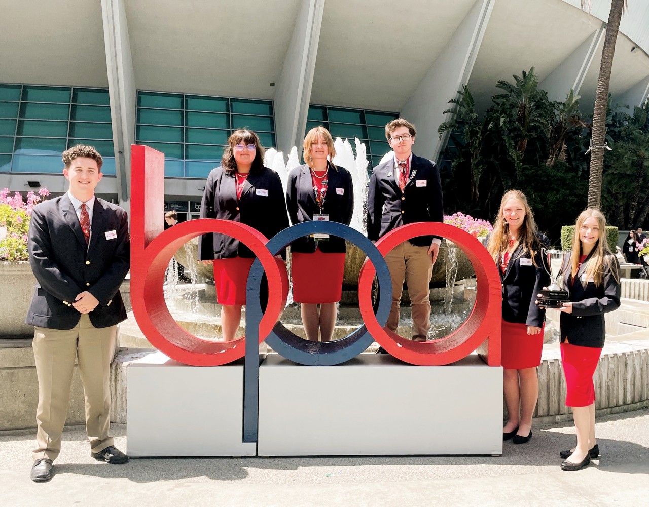 The Oklahoma Business Professionals of America state executive council is pictured at the BPA National Leadership Conference. Pictured are, from left, Thomas Branson, Cashion High School; Natalie Kirkley, Stratford High School; Aspen Nelson, Central Technology Center-Drumright; Mason Miller, Moore Norman Technology Center; Maggie Battles, Central Technology Center-Drumright; and Makayla Adams, Cashion High School.