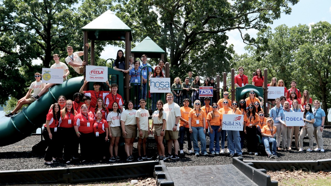 State officers from Oklahoma CareerTech student organizations recently attended CareerTech University at Sequoyah State Park Lodge.