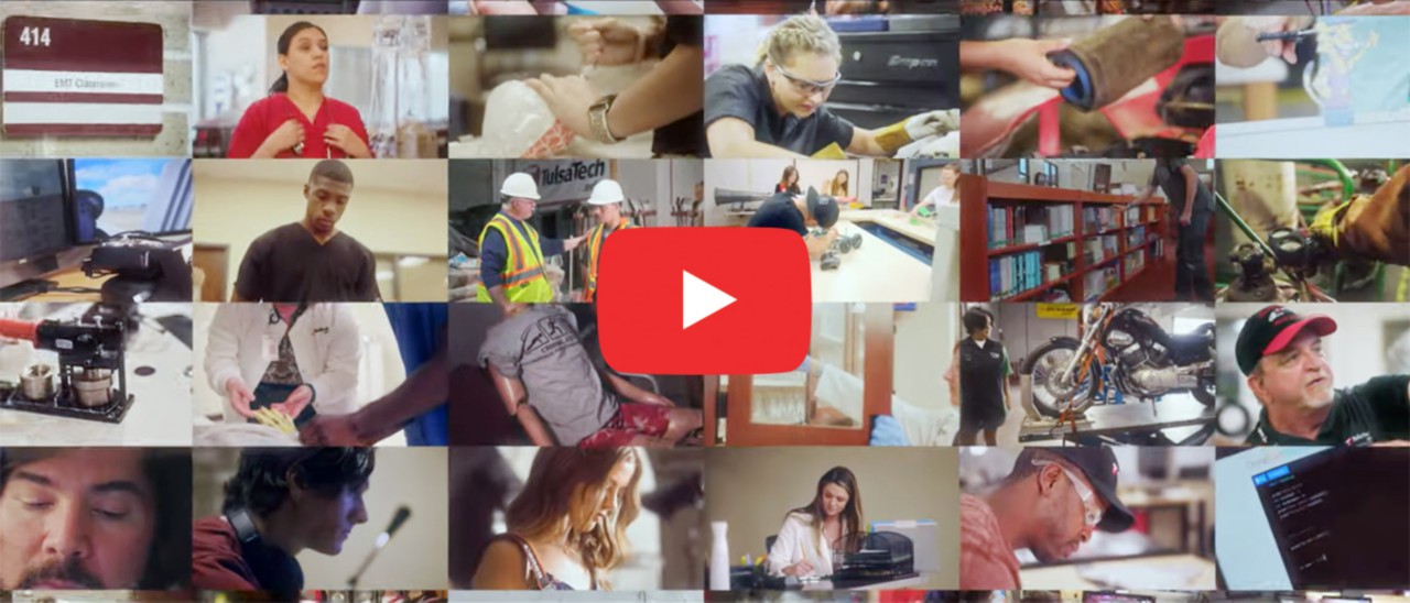 Video still from Oklahoma CareerTech: Investing in Oklahoma's Future. Link to video on the Oklahoma CareerTech YouTube page.  Opens in new tab.