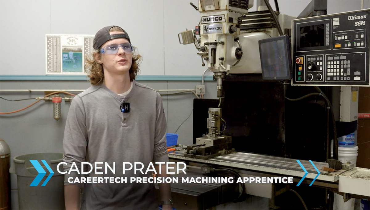 Caden Parker, CareerTech precision machining apprentice, talks about his experiences at Security Solutions.