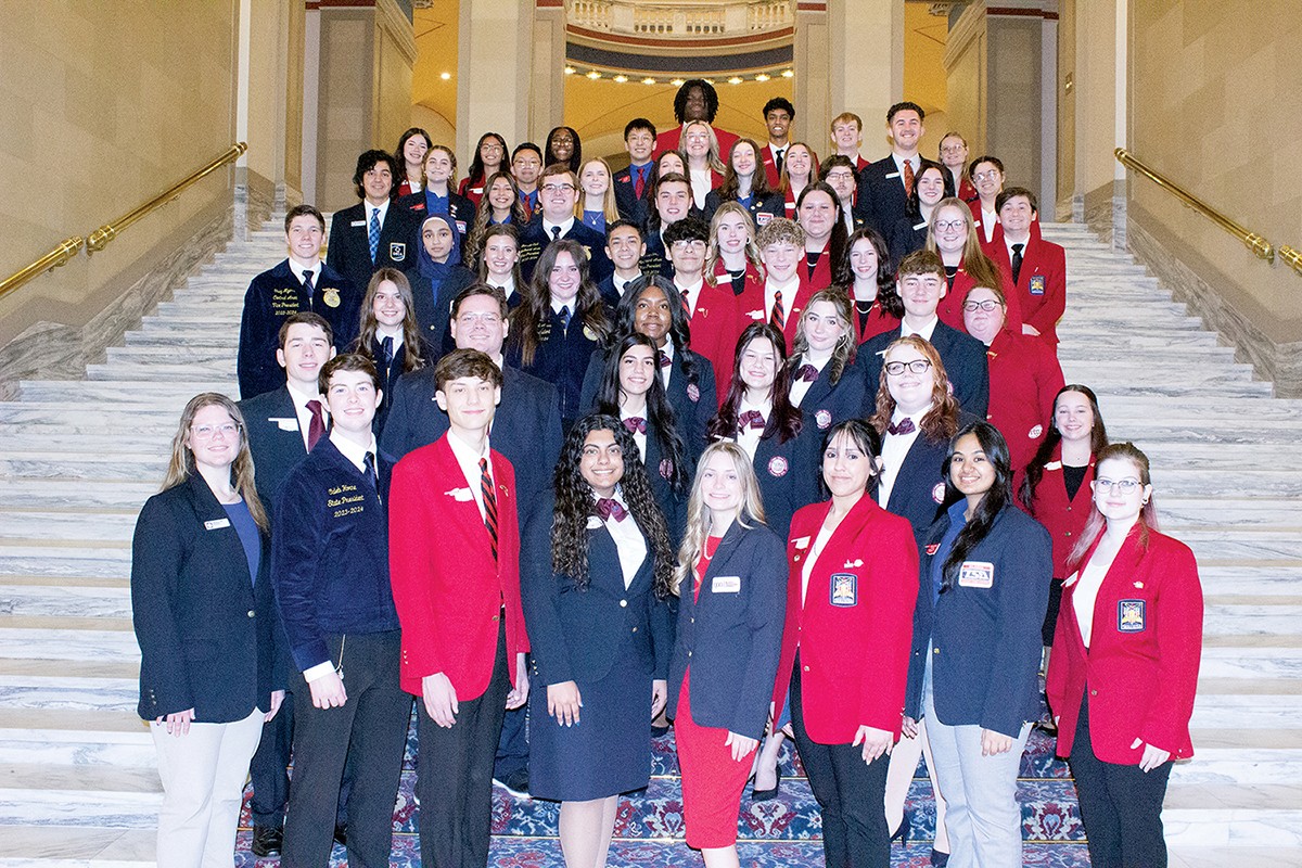 Oklahoma CareerTech student organization state officers gathered at the state Capitol on Feb. 27, 2024, for CTSO Day at the Capitol.