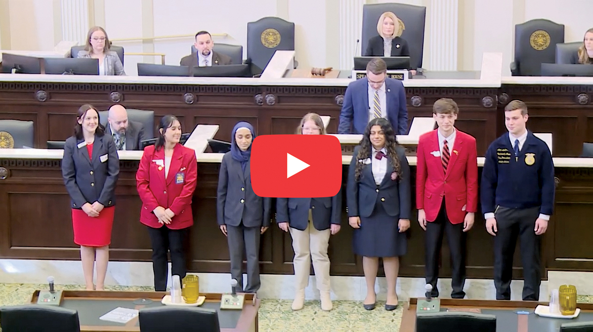 Screenshot from CTSO Day at the Capitol video; link to video in new tab.