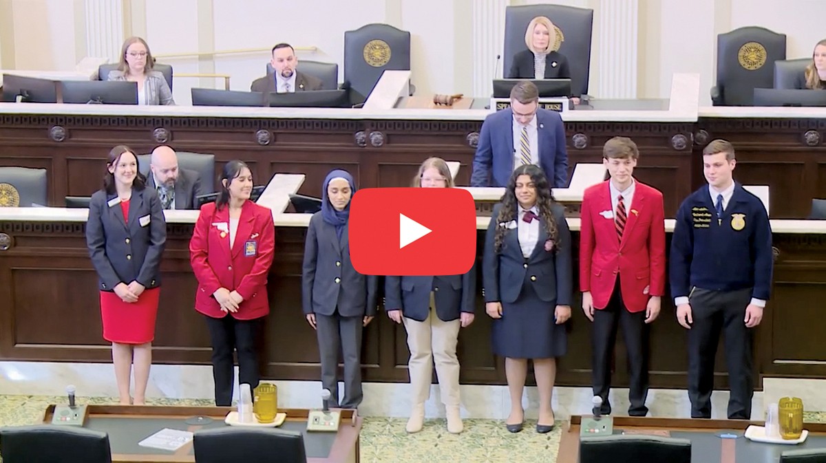 Screenshot from CTSO Day at the Capitol video; link to video in new tab.