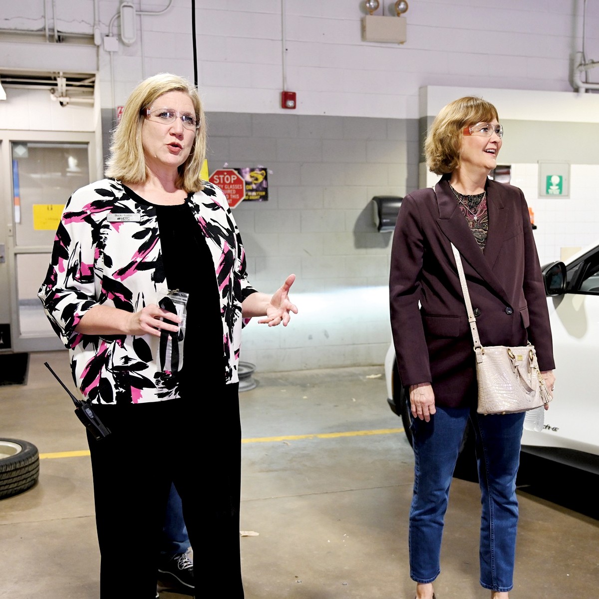 Oklahoma State Regents for Higher Education Chancellor Allison Garrett, right, recently visited Mid-Del Technology Center. With her is Becki Foster, Mid-Del assistant superintendent.