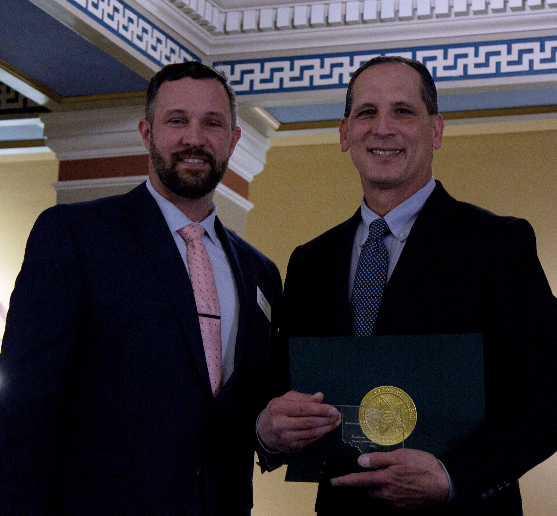 latham-dale Dale Latham, right, Southwest Technology Center superintendent, recently received a Making It Work Day Spotlight Award from the Oklahoma Career and Technical Education Equity Council. With him is Brent Haken, Oklahoma Department of Career and Technology Education director.
