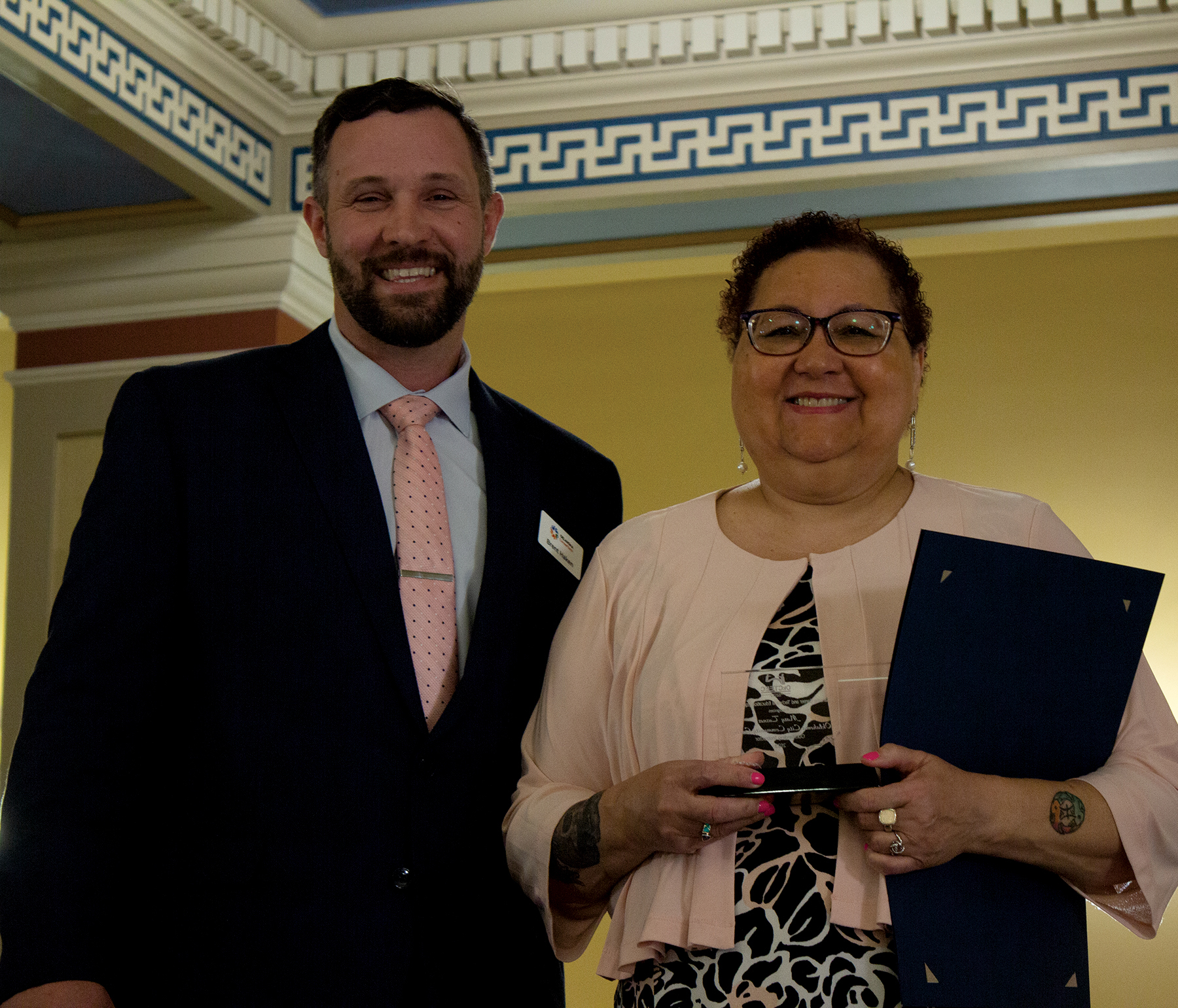 turner-mary Mary Turner, right, Oklahoma City Community College, recently received the Outstanding Instructor award from the Oklahoma Career and Technical Education Equity Council. With her is Brent Haken, Oklahoma Department of Career and Technology Education director.