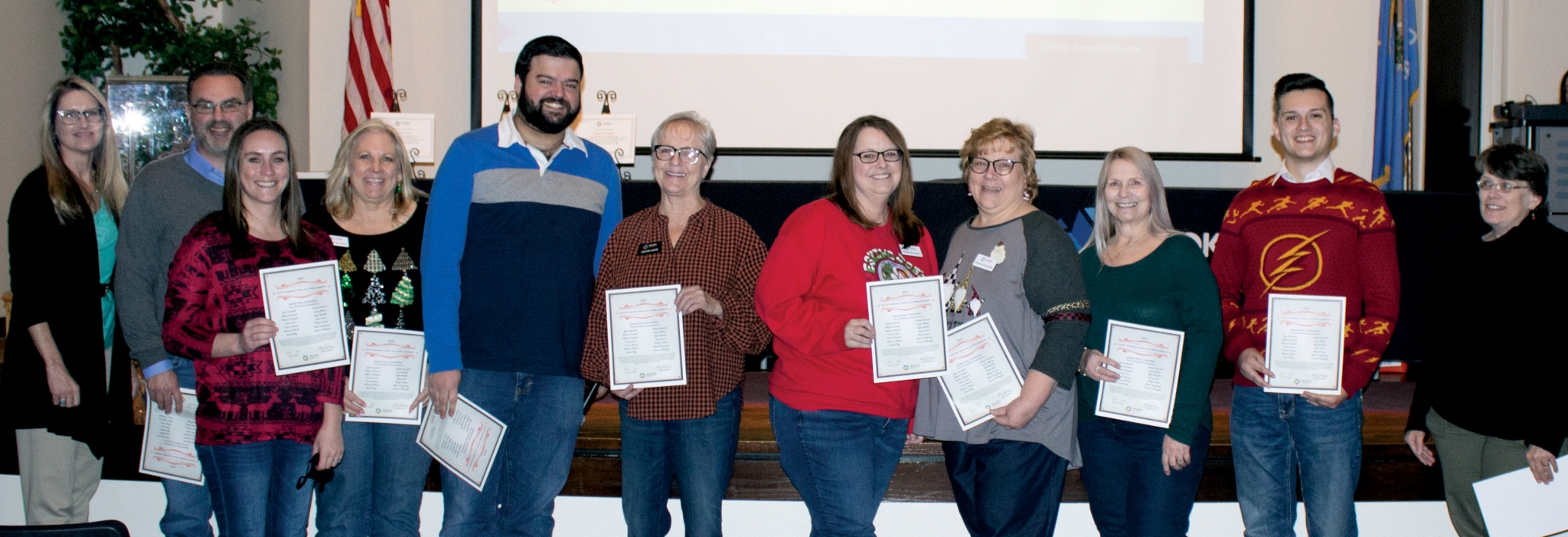The United Way Committee received a Team Pinnacle Award. Pictured are, from left, State Director Marcie Mack, Russell Ray, Kylie Moulton, Connie Romans, Blane Singletary, Connie Lewis, Melissa Sturgeon, Melanie Goodner, Karen Hart, Gunner Fullbright and Laura Wilson. Not pictured are Kyla Trammell, Andrea Hancock, Margi Cooper and Marissa Villones.