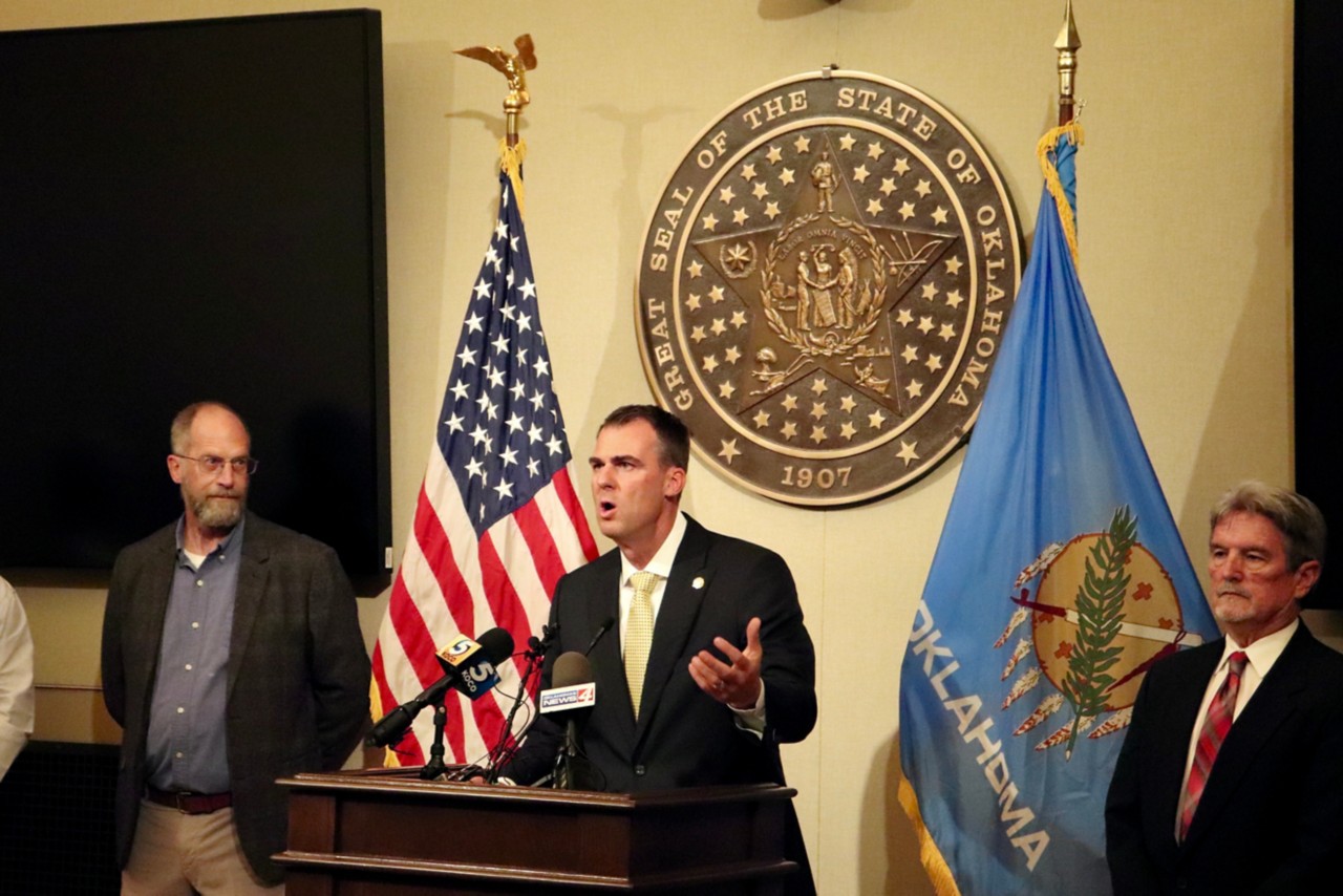 Governor Stitt press conference about cares act.
