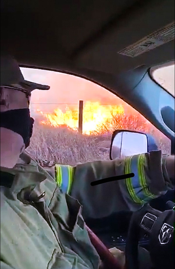 Chief Michael Pettey fighting wildfire