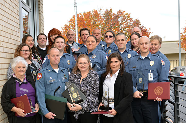 Group photo of the 2017 employee award winners. 