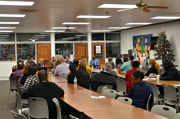 JHCC Listening to Xavier McElrath-Bey Speak on Nov. 29.