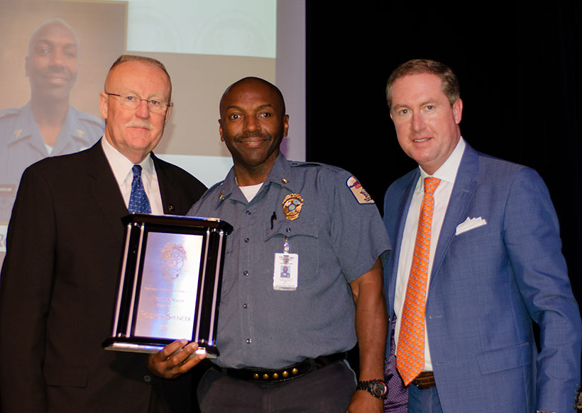 Director Joe Allbaugh, Medal of Valor - Sgt. Rodney Spencer and Chair Board Member Frank X. Henke, IV