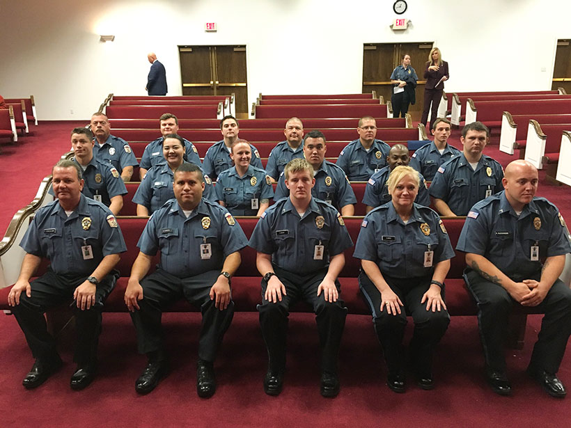 Cadets seated prior to beginning of graduation ceremony.