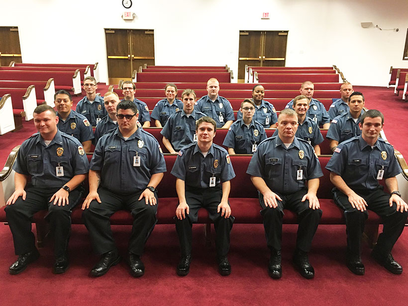 New cadets seated at graduation