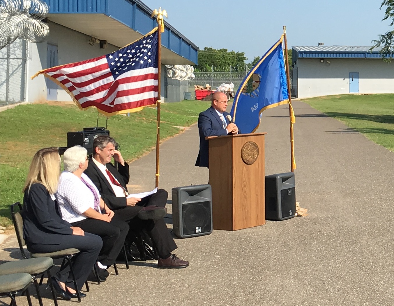 William Monday speaks at grand opening of the Serelda Cody Dog Training Facility