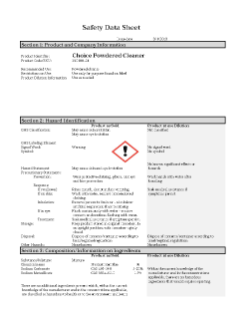 Choice Powdered Cleaner SDS
