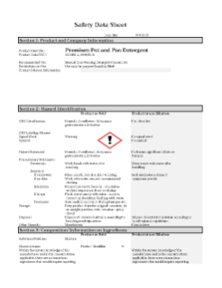 Premium Pot and Pan Detergent SDS