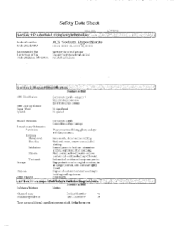 Sodium Hypochlorite - Bleach SDS