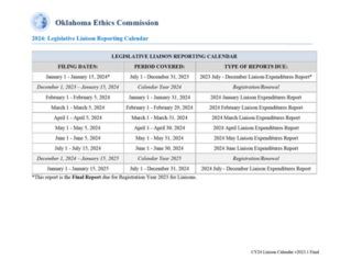 2024 Liaison Calendar