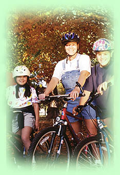 Family on bikes