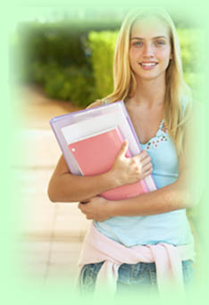 teen with school books