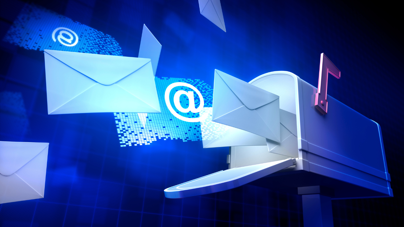 Digital representation of email entering an inbox