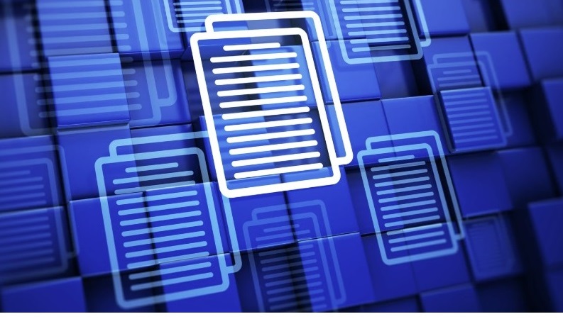 White form icons on a background of blue cubes in varying heights