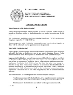 Instructions and Definitions Application for Certification for Listing on Oklahoma Directory