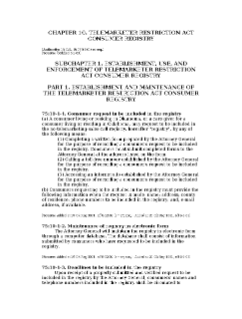 CHAPTER 10. TELEMARKETER RESTRICTION ACT CONSUMER REGISTRY