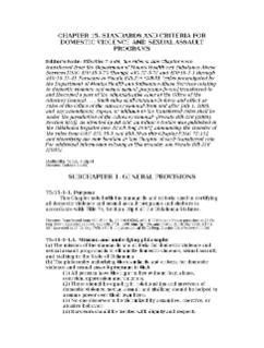 CHAPTER 15. STANDARDS AND CRITERIA FOR DOMESTIC VIOLENCE AND SEXUAL ASSAULT PROGRAMS