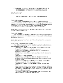 CHAPTER 25. STANDARDS AND CRITERIA FOR BATTERERS INTERVENTION PROGRAMS